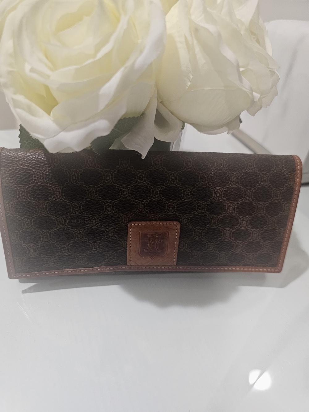 Celine Brown Triomphe Canvas Continental Wallet